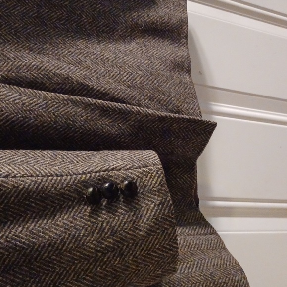 Men's Retro Wool Houndstooth Sports Jacket 44R Dark Gray - Picture 3 of 8